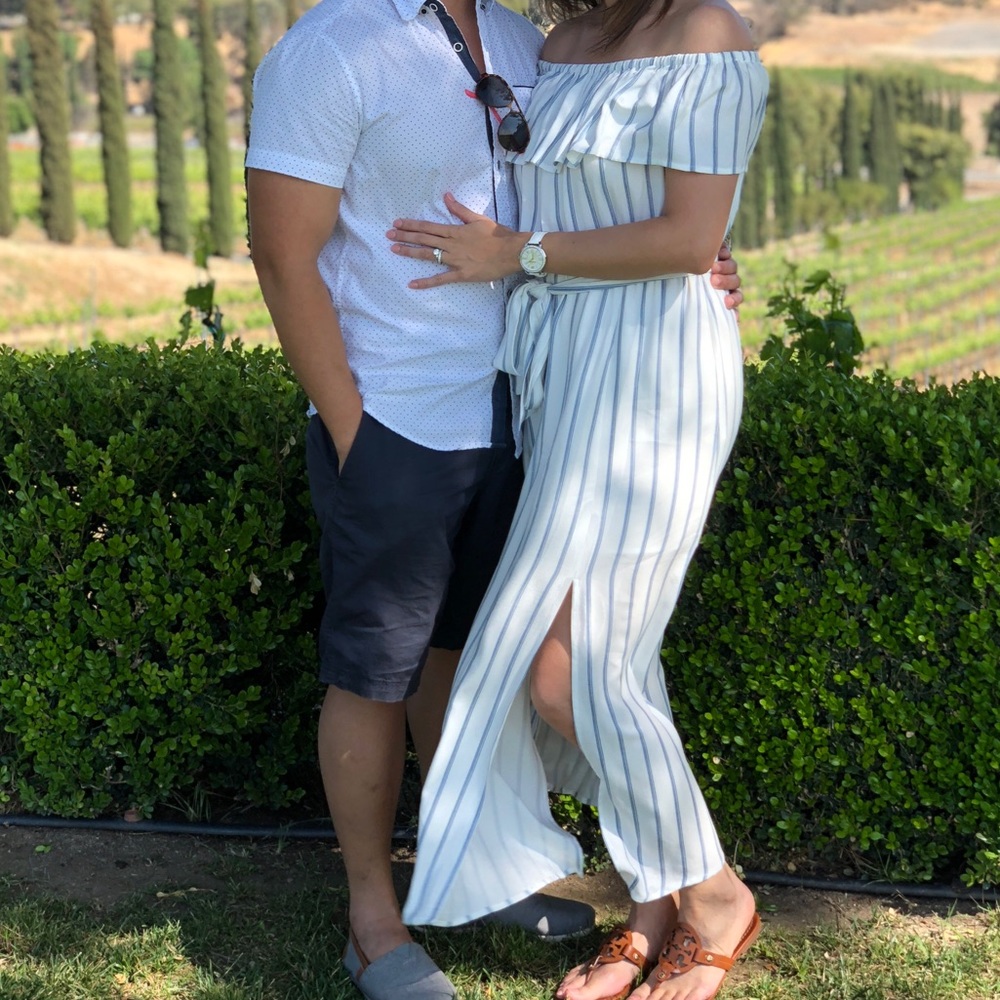 Forever 21 striped off shoulder dress